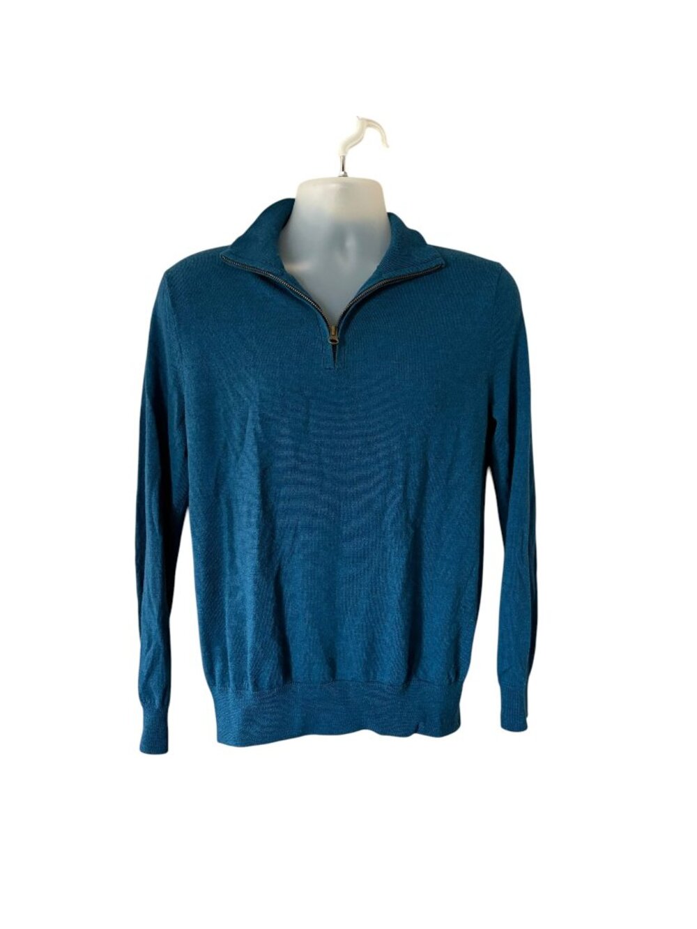 J. Crew Merino Wool 1/4 Zip Sweater Mens Teal Blue Size Medium